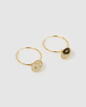 Izoa Helena Disc Hoop Earrings Gold
