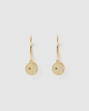 Izoa Helena Disc Hoop Earrings Gold