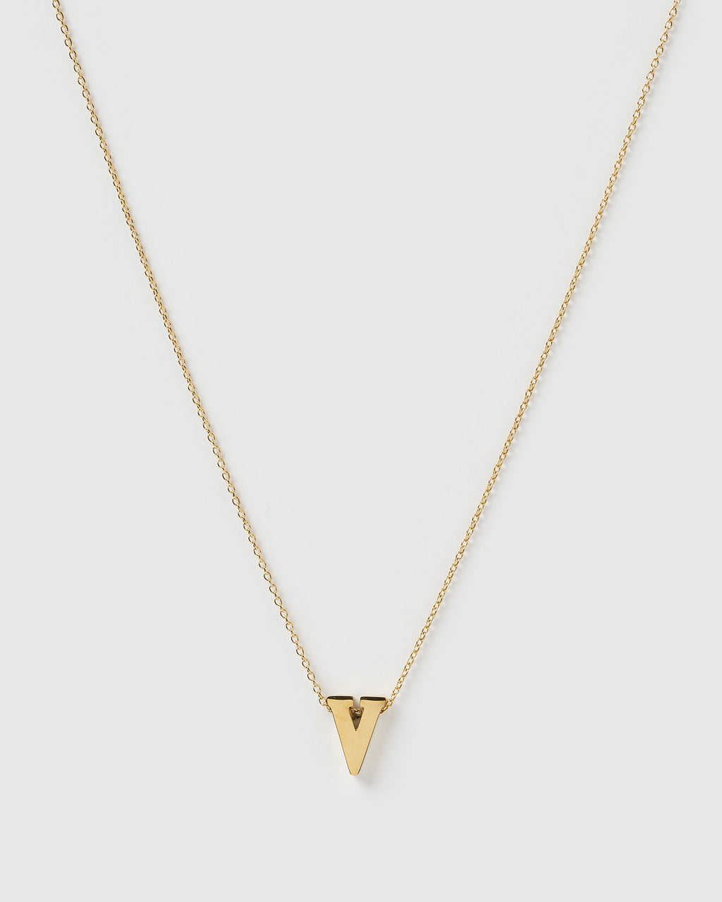 Izoa Alphabet Letter V Necklace Gold