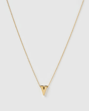 Izoa Alphabet Letter V Necklace Gold