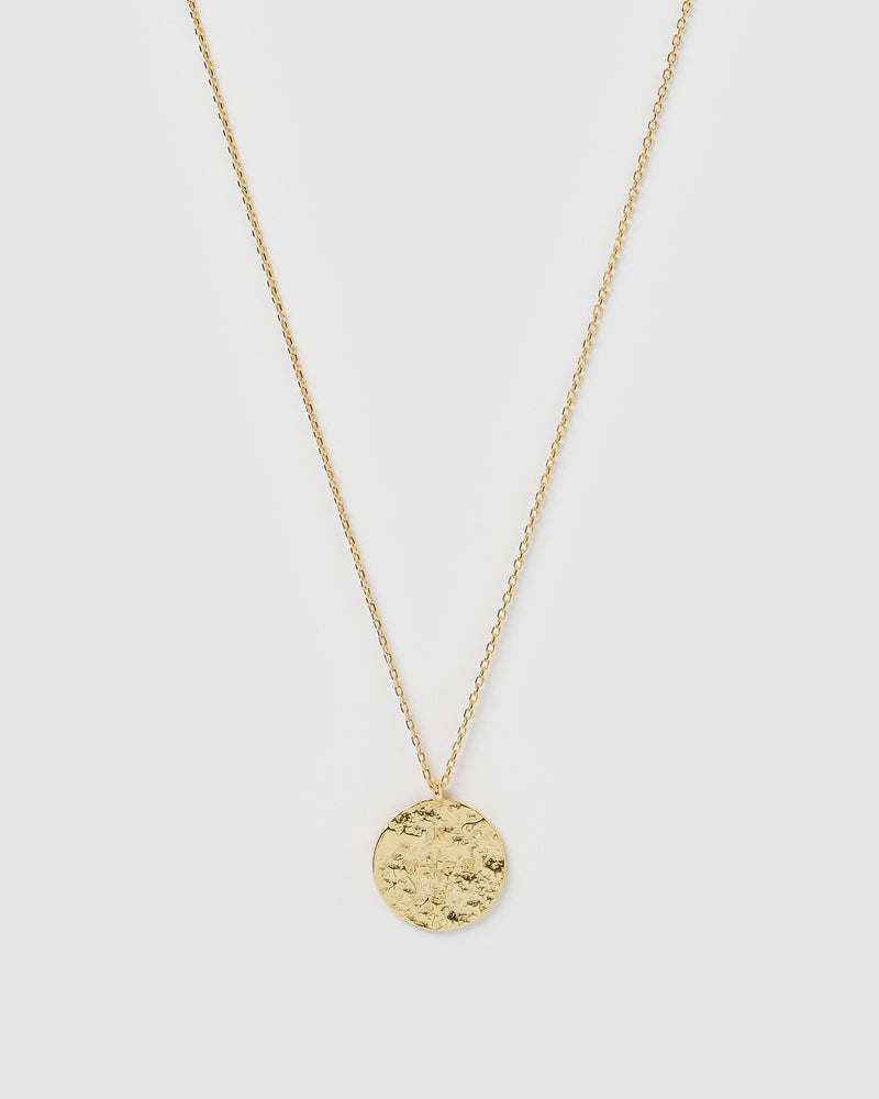 Izoa Compass Pendant Necklace Gold