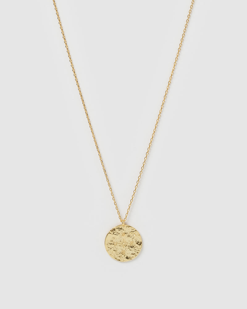 Izoa Compass Pendant Necklace Gold