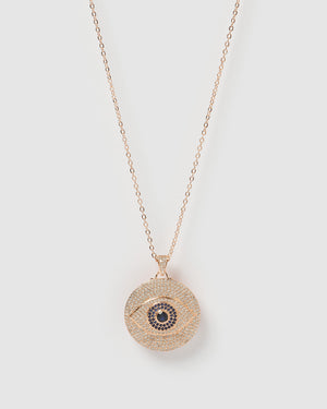 Izoa Larissa Eye Necklace Rose Gold