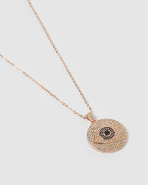 Izoa Larissa Eye Necklace Rose Gold