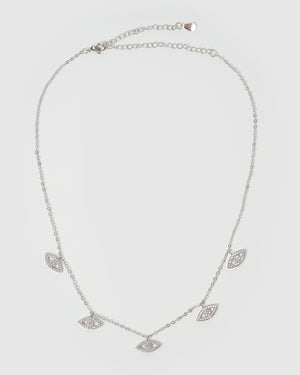 Izoa Iman Eye Choker Necklace Silver