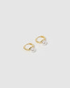 Izoa Davies Mini Huggie Earrings Gold Pearl