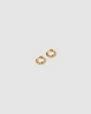 Izoa Eye Detail Huggie Earrings Gold