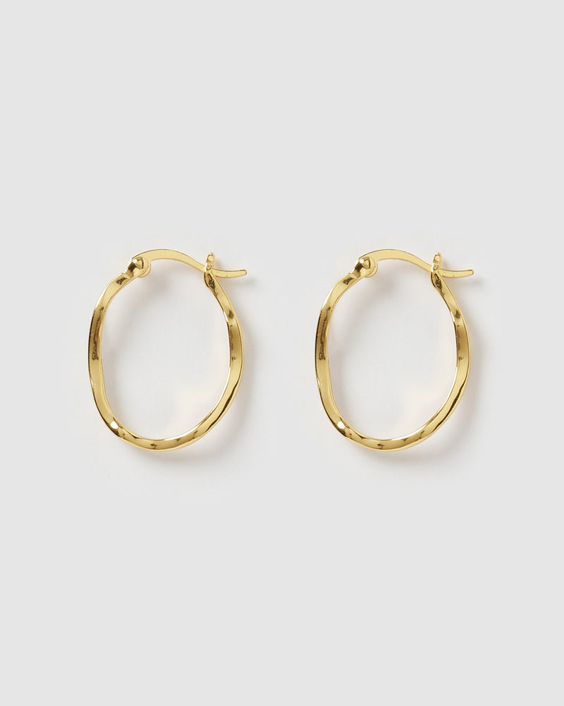 Izoa Herringbone Hoop Earrings Gold