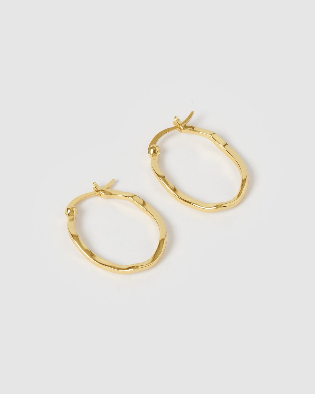Izoa Herringbone Hoop Earrings Gold