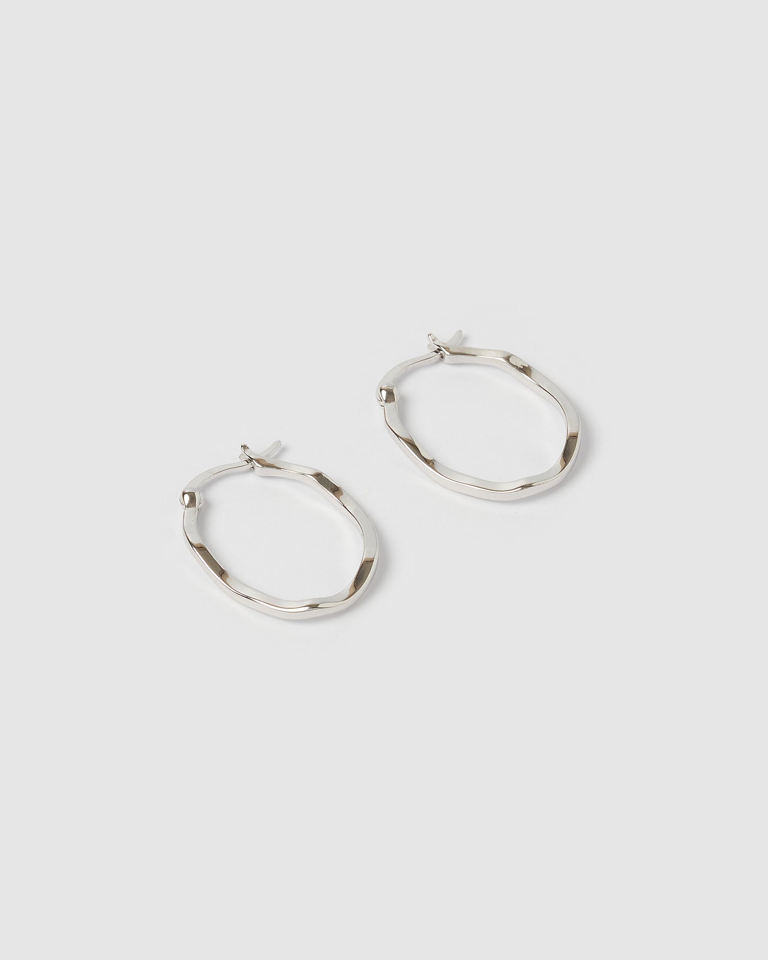 Izoa Herringbone Hoop Earrings Sterling Silver