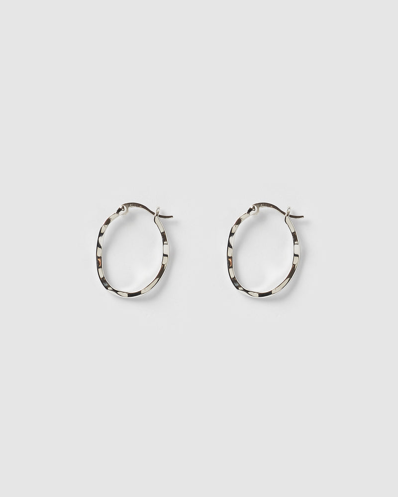 Izoa Herringbone Hoop Earrings Sterling Silver