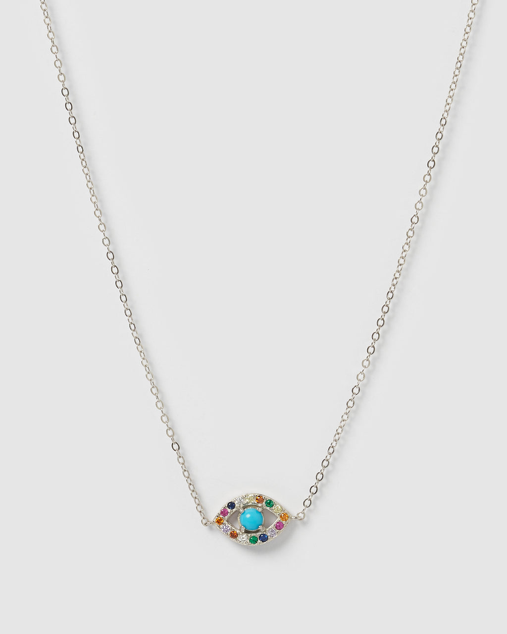 Izoa Jordan Evil Eye Necklace Sterling Silver Multi