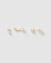 Izoa Nikki 4 Piece Stud Earring Set Gold Pearl