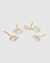 Izoa Nikki 4 Piece Stud Earring Set Gold Pearl