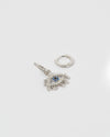 Izoa Nora Eye Huggie Earrings Silver