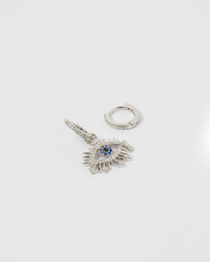 Izoa Nora Eye Huggie Earrings Silver