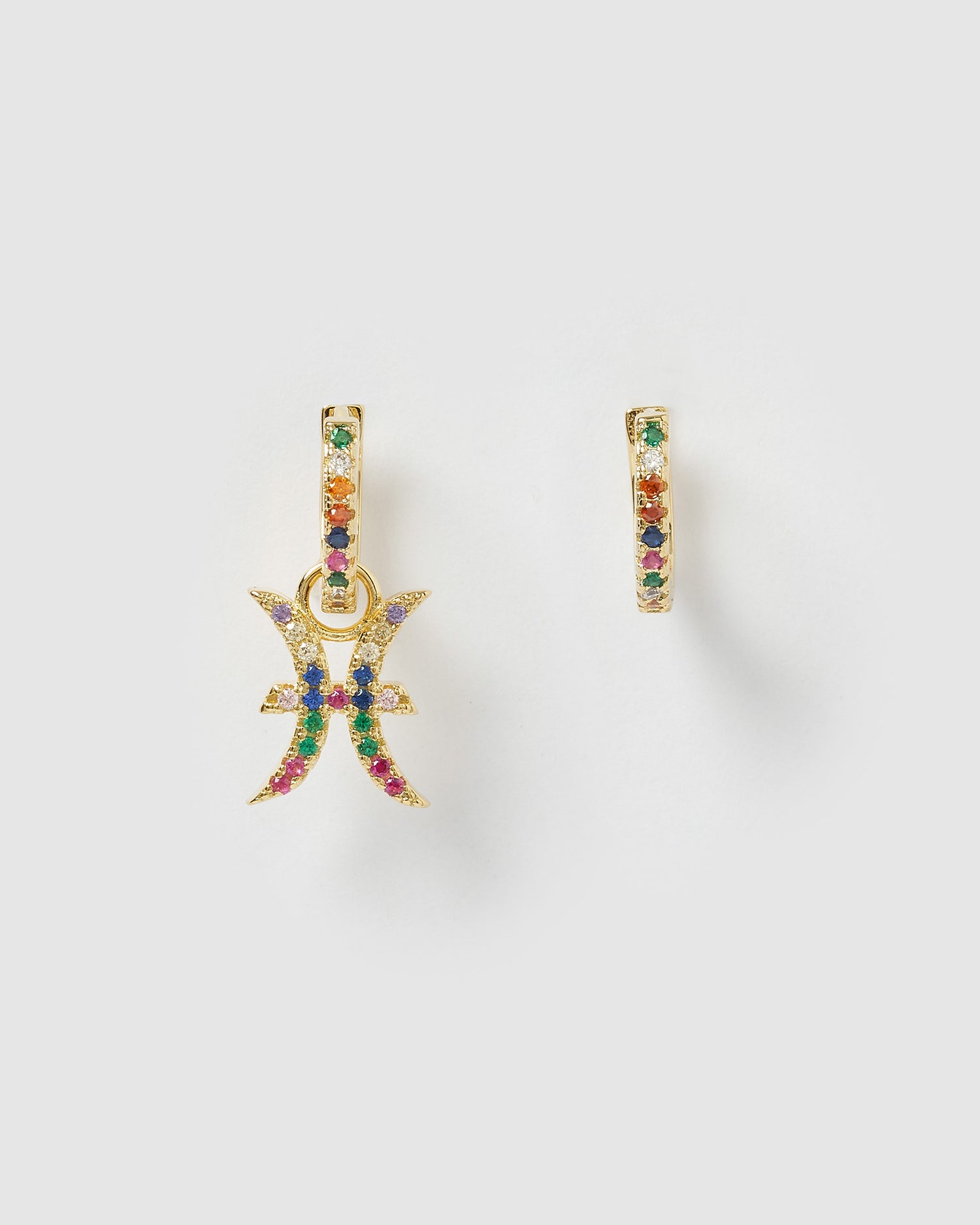 Izoa Pisces Star Sign Huggie Earring Gold Multi