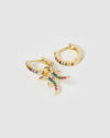 Izoa Pisces Star Sign Huggie Earring Gold Multi
