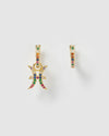 Izoa Pisces Star Sign Huggie Earring Gold Multi