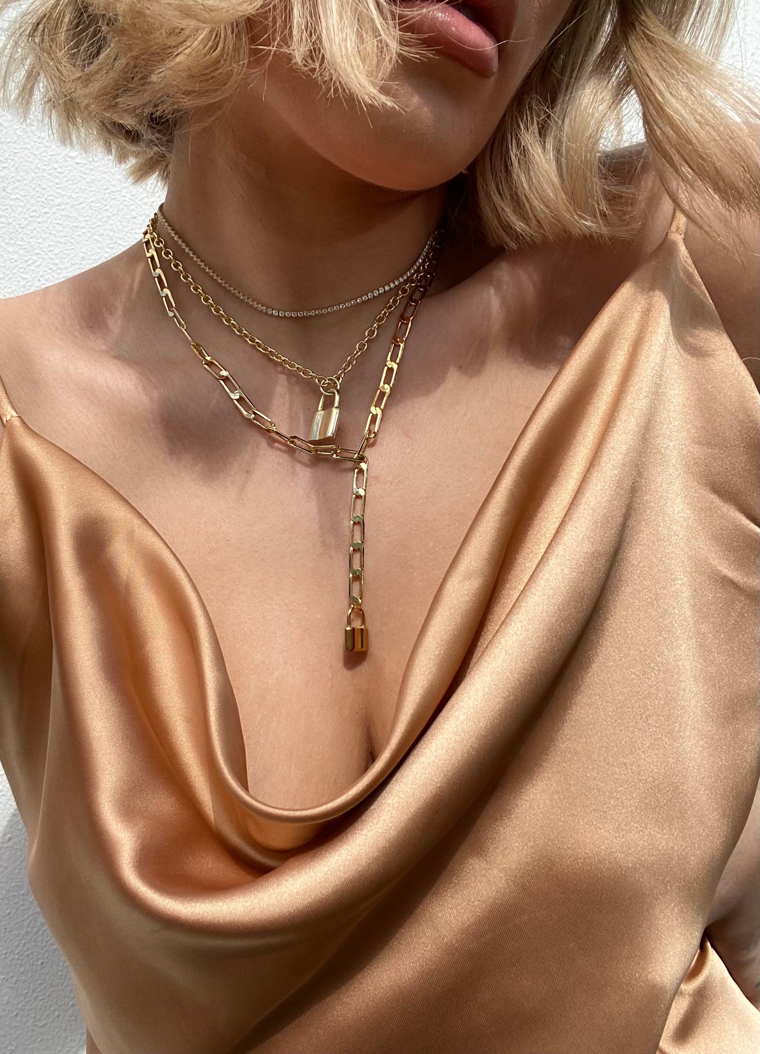 Izoa Renee Tennis Choker Gold Clear