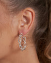 Izoa Tiki Chain Hoop Earrings Silver