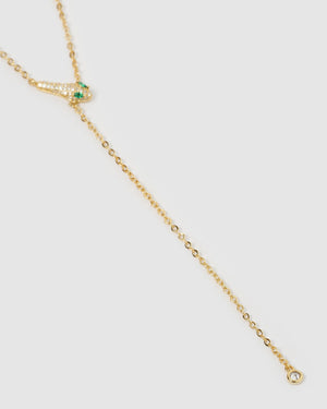 Izoa Hailey Snake Head Necklace Gold