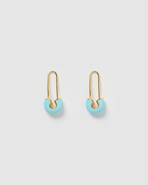 Izoa Joelle Safety Earrings Gold Blue