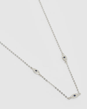 Izoa Jordana Eye Necklace Silver