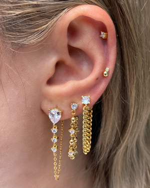 Izoa Juliette Drop Stud Earrings Gold