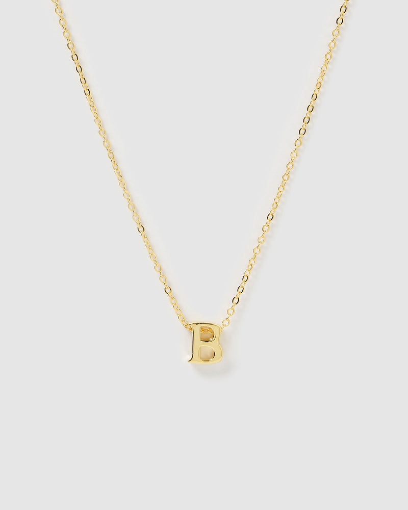 Izoa Kids Alphabet Letter B Necklace Gold