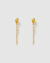 Izoa Lara Drop Stud Earrings Gold Citrine