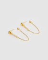 Izoa Lara Drop Stud Earrings Gold Citrine