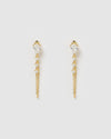 Izoa Lara Drop Stud Earrings Gold Clear