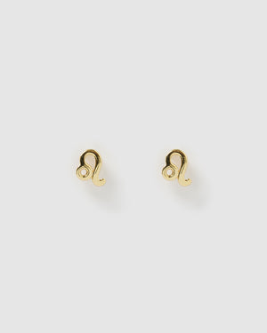 Izoa Leo Star Sign Symbol Stud Gold