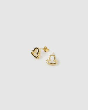 Izoa Libra Star Sign Symbol Stud Gold