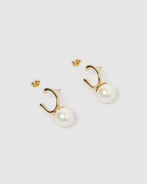 Izoa Lucia Earrings Gold Freshwater Pearl