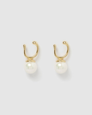 Izoa Lucia Earrings Gold Freshwater Pearl