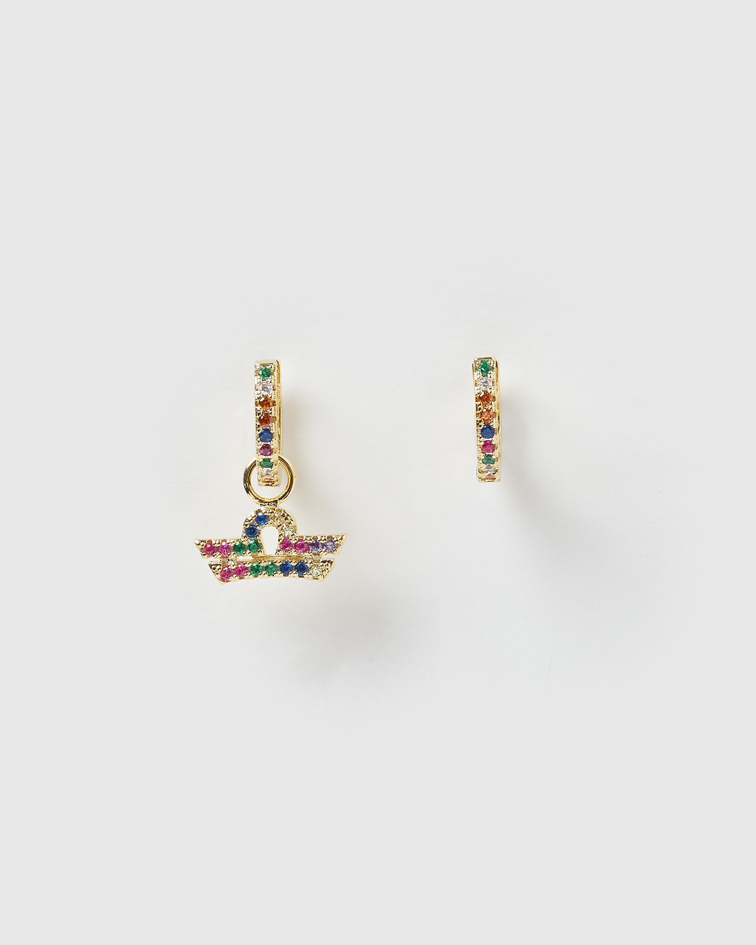 Izoa Libra Star Sign Huggie Earring Gold Multi