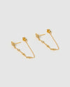 Izoa Lyra Drop Stud Earrings Gold