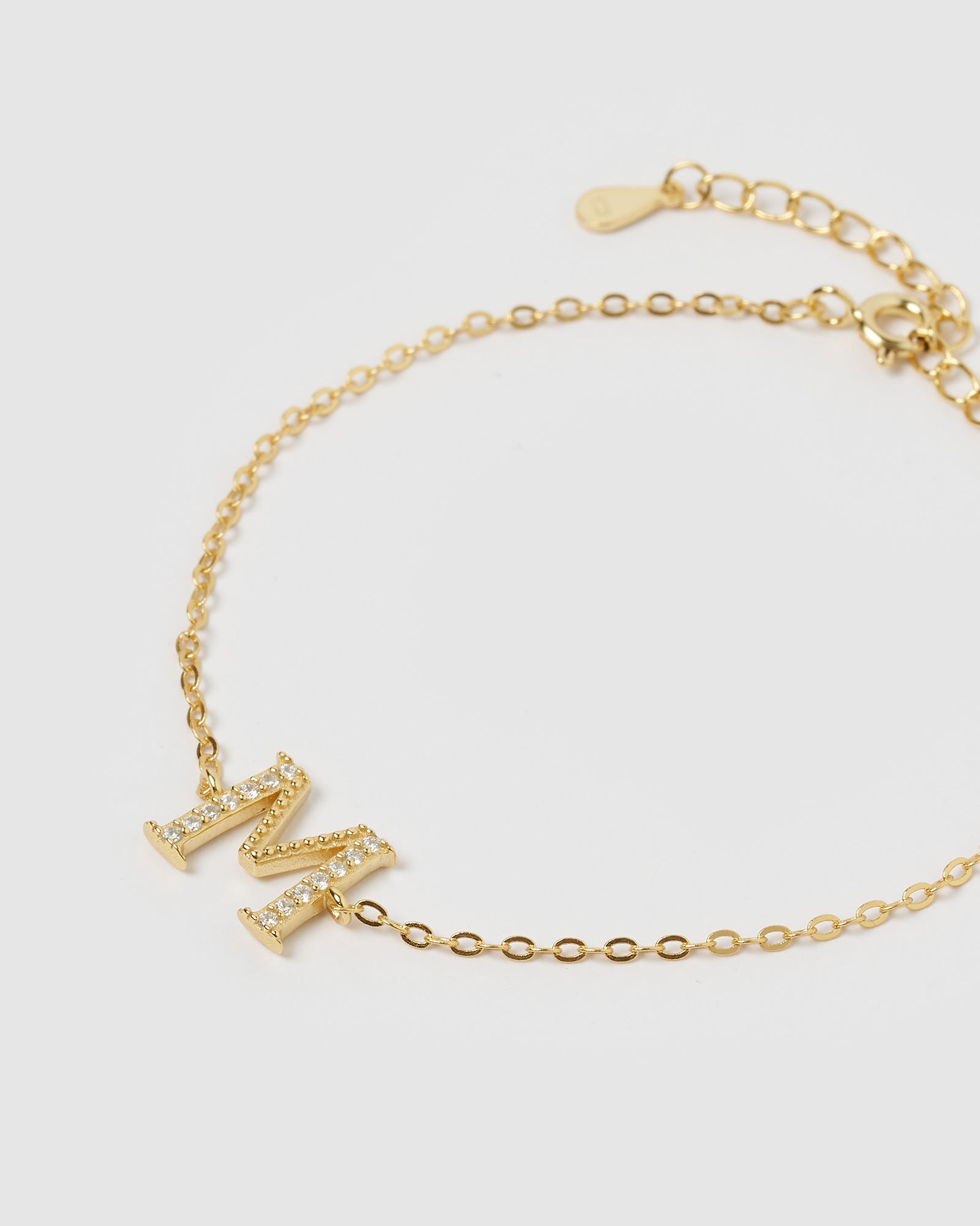 Sterling Silver Letters Single Micro Pave Diamond Bracelet Silver Diamond  m Initial Bracelet 71  Jewels In Paradise