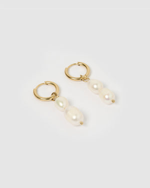 Izoa Mikaela Earrings Gold Freshwater Pearl