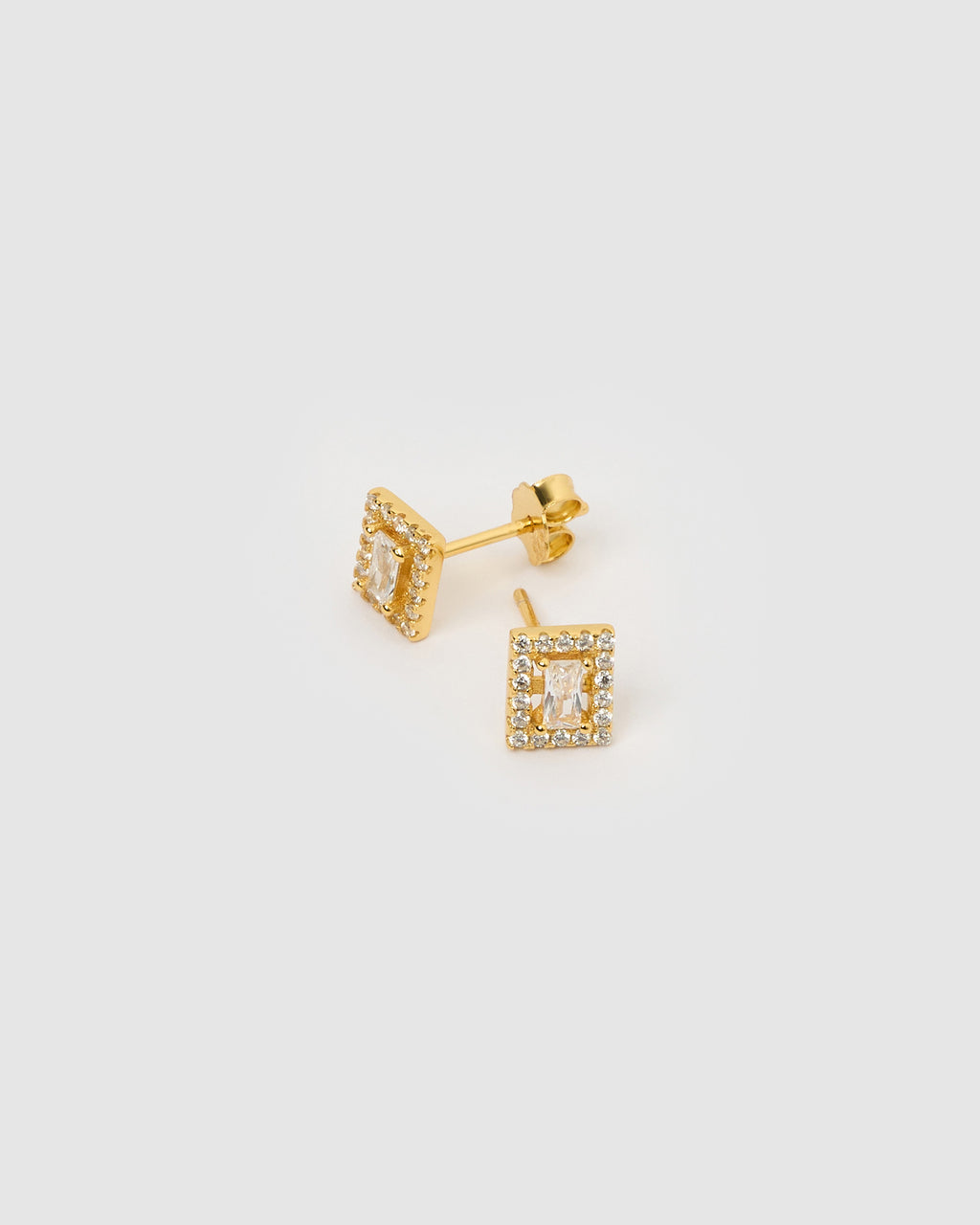 Izoa Maya Stud Earrings Gold Clear