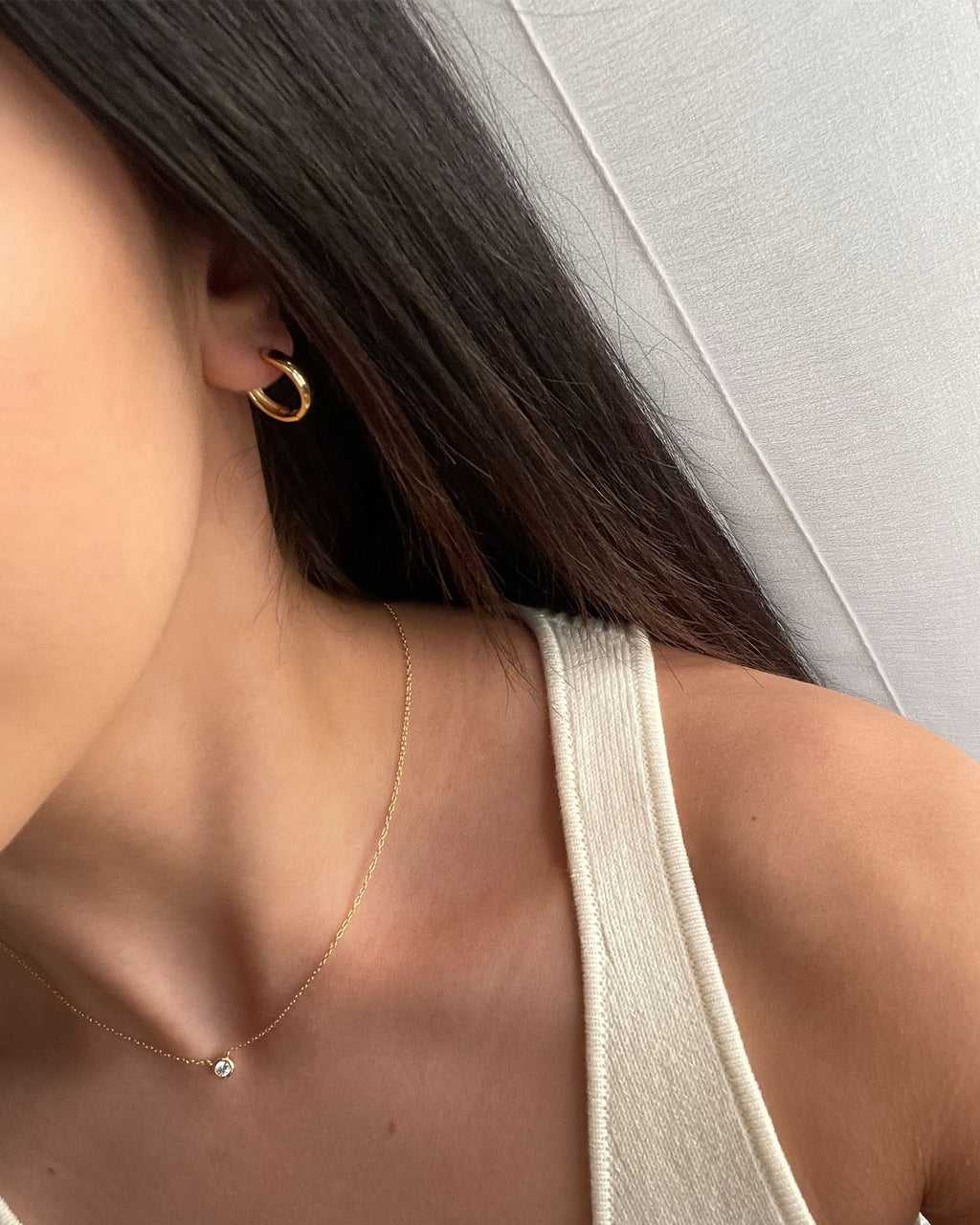 Izoa Midnight Small Huggie Earrings Gold