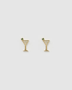 Izoa Mini Martini Stud Earrings Gold