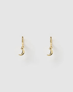 Izoa Mini Moon Huggie Earrings Gold