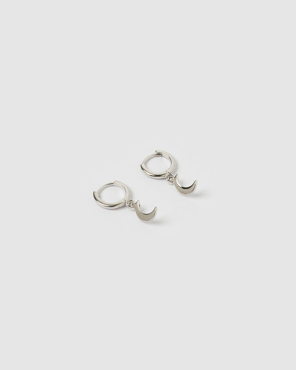 Izoa Mini Moon Huggie Earrings Silver