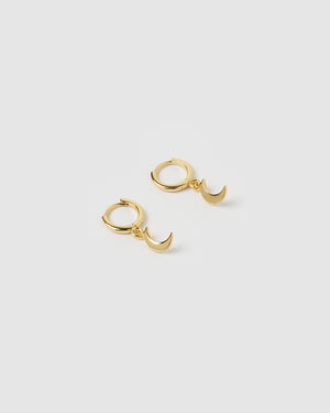 Izoa Mini Moon Huggie Earrings Gold