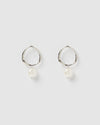 Izoa Mini Pearl Drop Earrings Silver