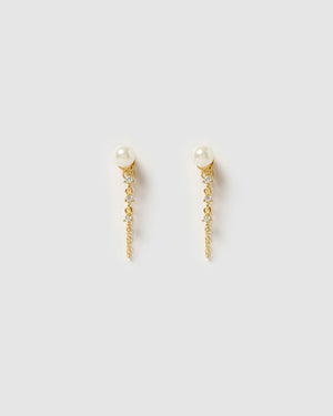 Izoa Natalie Drop Stud Earrings Gold