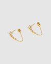 Izoa Natalie Drop Stud Earrings Gold